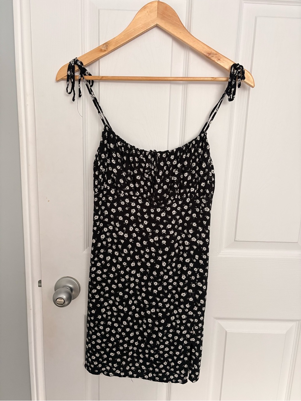 Garage Black Mini Dress with White Floral Print